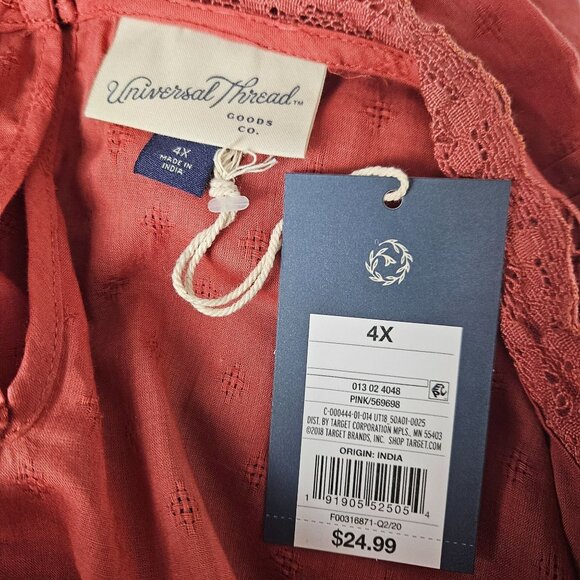 Universal Thread Women's Size 4X Rust Lace Boho Tunic Top Button Closure Casual - Picture 8 of 11